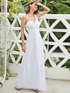 Color=White | Maxi Long One Shoulder Chiffon Bridesmaid Dresses for Wholesale-White 3