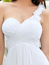 Load image into Gallery viewer, Color=White | Maxi Long One Shoulder Chiffon Bridesmaid Dresses for Wholesale-White 5