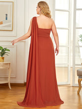 Load image into Gallery viewer, COLOR=Burnt orange | One Shoulder Evening Dress-Burnt orange 4