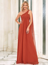 Load image into Gallery viewer, Color=Burnt orange | One Shoulder Pretty Chiffon Ruffles Long Evening Dresses for Wholesale-Burnt orange 2