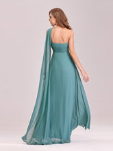 Load image into Gallery viewer, COLOR=Dusty Blue | One Shoulder Evening Dress-Dusty Blue 2