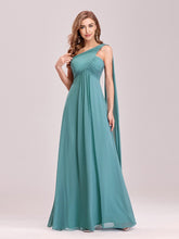 Load image into Gallery viewer, COLOR=Dusty Blue | One Shoulder Evening Dress-Dusty Blue 5