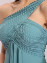 Load image into Gallery viewer, COLOR=Dusty Blue | One Shoulder Evening Dress-Dusty Blue 6