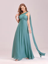 Load image into Gallery viewer, COLOR=Dusty Blue | One Shoulder Evening Dress-Dusty Blue 1
