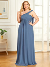Load image into Gallery viewer, COLOR=Dusty Navy | One Shoulder Evening Dress-Dusty Navy 1