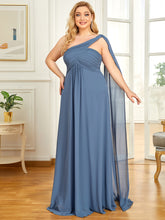 Load image into Gallery viewer, COLOR=Dusty Navy | One Shoulder Evening Dress-Dusty Navy 2