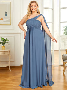 COLOR=Dusty Navy | One Shoulder Evening Dress-Dusty Navy 2