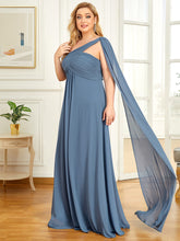 Load image into Gallery viewer, COLOR=Dusty Navy | One Shoulder Evening Dress-Dusty Navy 3
