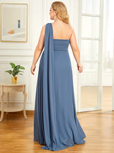 Load image into Gallery viewer, COLOR=Dusty Navy | One Shoulder Evening Dress-Dusty Navy 4