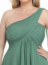 Load image into Gallery viewer, COLOR=Green Bean | One Shoulder Evening Dress-Green Bean 5