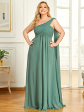 Load image into Gallery viewer, COLOR=Green Bean | One Shoulder Evening Dress-Green Bean 1
