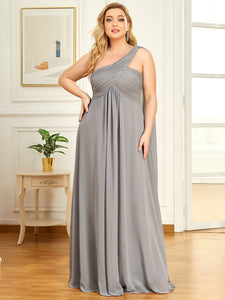 COLOR=Grey | One Shoulder Evening Dress-Grey 1