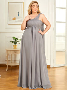 COLOR=Grey | One Shoulder Evening Dress-Grey 3