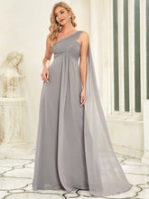 Load image into Gallery viewer, COLOR=Grey | One Shoulder Evening Dress-Grey 3