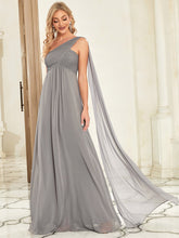 Load image into Gallery viewer, COLOR=Grey | One Shoulder Evening Dress-Grey 4