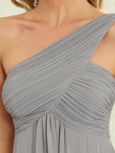 Load image into Gallery viewer, COLOR=Grey | One Shoulder Evening Dress-Grey 5
