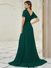 Load image into Gallery viewer, Glamorous Double V-Neck Ruffles Padded Wholesale Evening Dresses EP09890