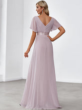 Load image into Gallery viewer, Color=Lilac | Glamorous Double V-Neck Ruffles Padded Wholesale Evening Dresses-Lilac 2