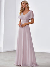 Load image into Gallery viewer, Color=Lilac | Glamorous Double V-Neck Ruffles Padded Wholesale Evening Dresses-Lilac 4