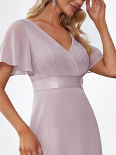 Load image into Gallery viewer, Color=Lilac | Glamorous Double V-Neck Ruffles Padded Wholesale Evening Dresses-Lilac 5