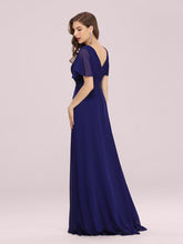 Load image into Gallery viewer, Color=Royal Blue | Long Empire Waist Evening Dress With Short Flutter Sleeves-Royal Blue 2