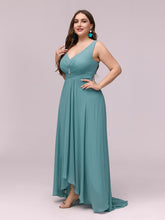 Load image into Gallery viewer, COLOR=Dusty Blue | V-Neck High-Low Evening Dress-Dusty Blue 4