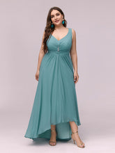 Load image into Gallery viewer, COLOR=Dusty Blue | V-Neck High-Low Evening Dress-Dusty Blue 3