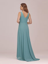 Load image into Gallery viewer, COLOR=Dusty Blue | V-Neck High-Low Evening Dress-Dusty Blue 2