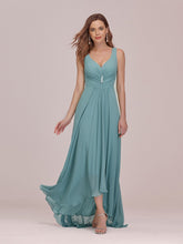Load image into Gallery viewer, COLOR=Dusty Blue | V-Neck High-Low Evening Dress-Dusty Blue 1