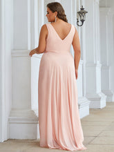 Load image into Gallery viewer, COLOR=Pink | V-Neck High-Low Evening Dress-Pink 4