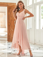 Load image into Gallery viewer, COLOR=Pink | V-Neck High-Low Chiffon Evening Maternity Dresses-Pink 1