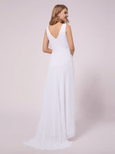 Load image into Gallery viewer, COLOR=White | V-Neck High-Low Chiffon Evening Maternity Dresses-White 2