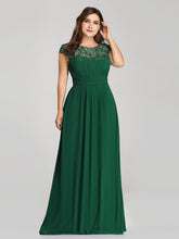 Load image into Gallery viewer, Color=Dark Green | Lacey Neckline Open Back Ruched Bust Plus Size Evening Dresses-Dark Green 4