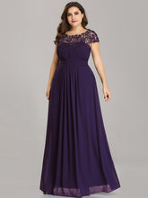 Load image into Gallery viewer, Color=Dark Purple | Lacey Neckline Open Back Ruched Bust Plus Size Evening Dresses-Dark Purple 3