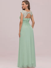 Load image into Gallery viewer, Color=White | Lacey Neckline Open Back Ruched Bust Wholesale Evening Dresses-Mint Green 2