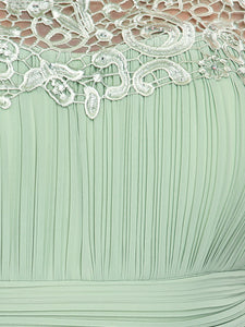 Color=White | Lacey Neckline Open Back Ruched Bust Wholesale Evening Dresses-Mint Green 6