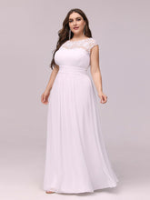 Load image into Gallery viewer, Color=White | Lacey Neckline Open Back Ruched Bust Wholesale Evening Dresses-White 1