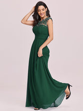 Load image into Gallery viewer, Color=Dark Green | Lacey Neckline Open Back Ruched Bust Evening Dresses-Dark Green 4