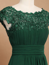 Load image into Gallery viewer, Color=Dark Green | Lacey Neckline Open Back Ruched Bust Evening Dresses-Dark Green 5