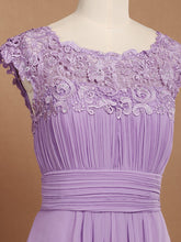 Load image into Gallery viewer, Color=Lavender | Lacey Neckline Open Back Ruched Bust Evening Dresses-Lavender 5