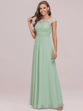 Load image into Gallery viewer, Color=Mint Green | Lacey Neckline Open Back Ruched Bust Evening Dresses-Mint Green 7