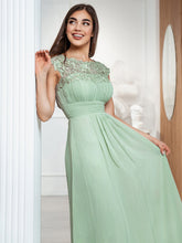 Load image into Gallery viewer, Color=Mint Green | Lacey Neckline Open Back Ruched Bust Evening Dresses-Mint Green 2