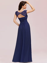 Load image into Gallery viewer, Color=Dusty blue | Lacey Neckline Open Back Ruched Bust Evening Dresses-Dusty blue 2