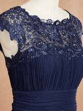 Load image into Gallery viewer, Color=Dusty blue | Lacey Neckline Open Back Ruched Bust Evening Dresses-Dusty blue 5