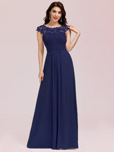 Load image into Gallery viewer, Color=Dusty blue | Lacey Neckline Open Back Ruched Bust Evening Dresses-Dusty blue 1