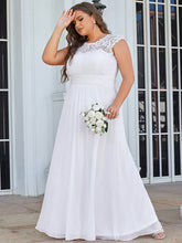Load image into Gallery viewer, Ever-Pretty Plus Size Floral Lace Sequin Print Evening Dresses  with Cap Sleeve EZ07706