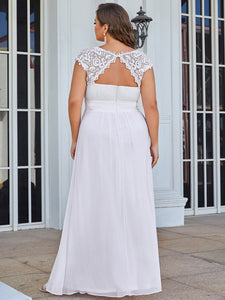 Ever-Pretty Plus Size Floral Lace Sequin Print Evening Dresses  with Cap Sleeve EZ07706