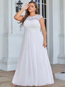 Ever-Pretty Plus Size Floral Lace Sequin Print Evening Dresses  with Cap Sleeve EZ07706