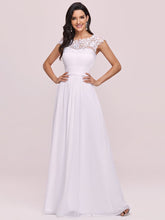 Load image into Gallery viewer, Color=White | Lacey Neckline Open Back Ruched Bust Evening Dresses-White 1