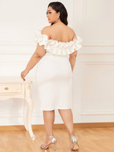 Load image into Gallery viewer, Color=White | Women&#39;S Sexy Off Shoulder Bodycon Party Dress With Ruffles-White 5